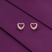  Sterling Rose Gold Zircon Heart Stud Earrings