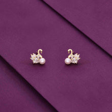  Sterling White Pearl Swan Stud Earrings