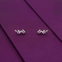  Sterling Silver Zircon Leaf Stud Earrings