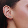 Sterling Silver Zircon Leaf Stud Earrings