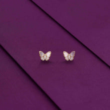  Sterling Peach Moon Stone Butterfly Stud Earrings