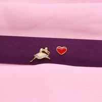 Sterling Dancing Woman and Heart Stud Earrings