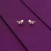 Sterling Silver White Pearl Leaf Stud Earrings