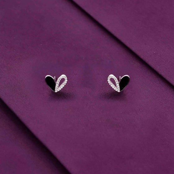 Minimalistic Zircon Heart Stud Earrings