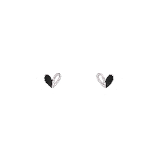 Minimalistic Zircon Heart Stud Earrings