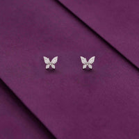 Sterling Zircon Butterfly Stud Earrings