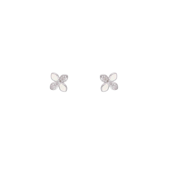 Sterling Bezels Floral Silver Earrings