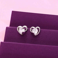 Sterling Silver Heart Solitaire Stud Earring
