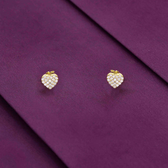 Minimal Zircon Studded Heart Earrings