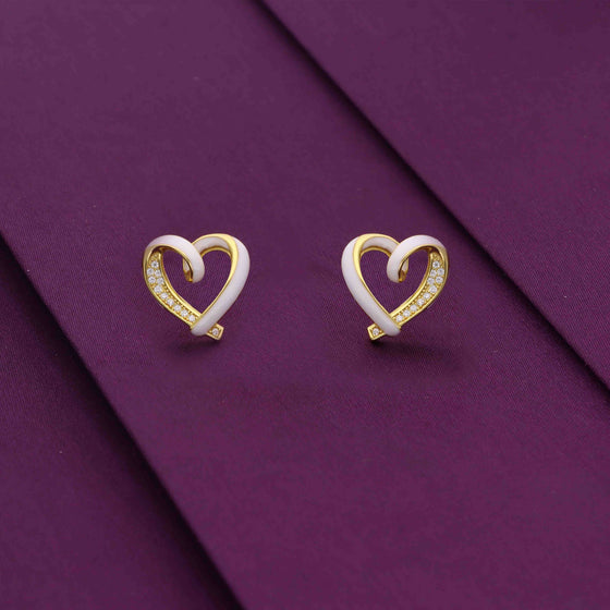 Sterling Silver Stylish Heart Studs