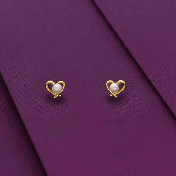 Sterling Silver Pearl Heart Stud Earring