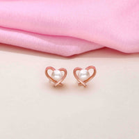Sterling Silver Pearl Heart Stud Earring