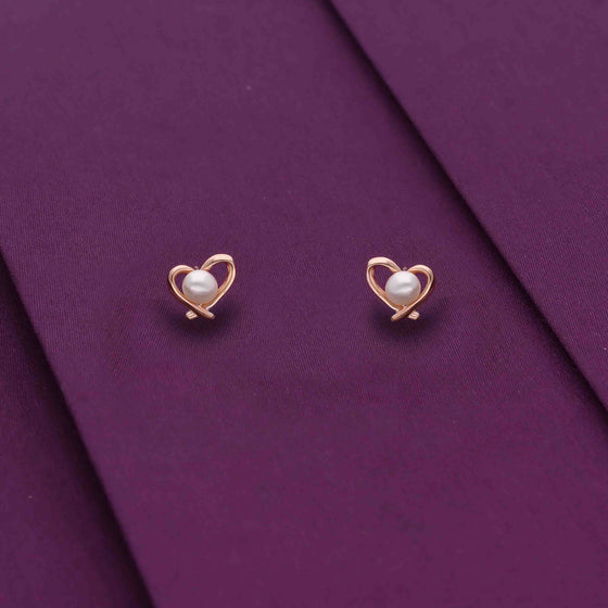 Sterling Silver Pearl Heart Stud Earring