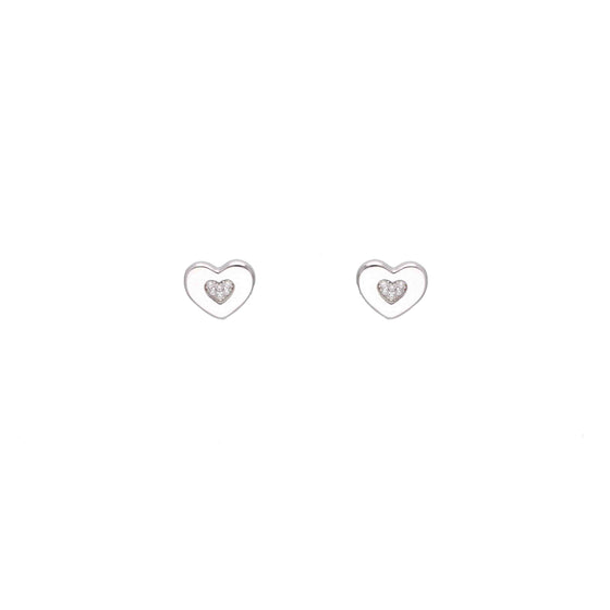 Sterling Silver Cute Heart Studs