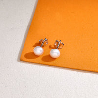 925 sterling silver classic white pearl stud earrings for women, minimalist bridal and daily wear jewelry