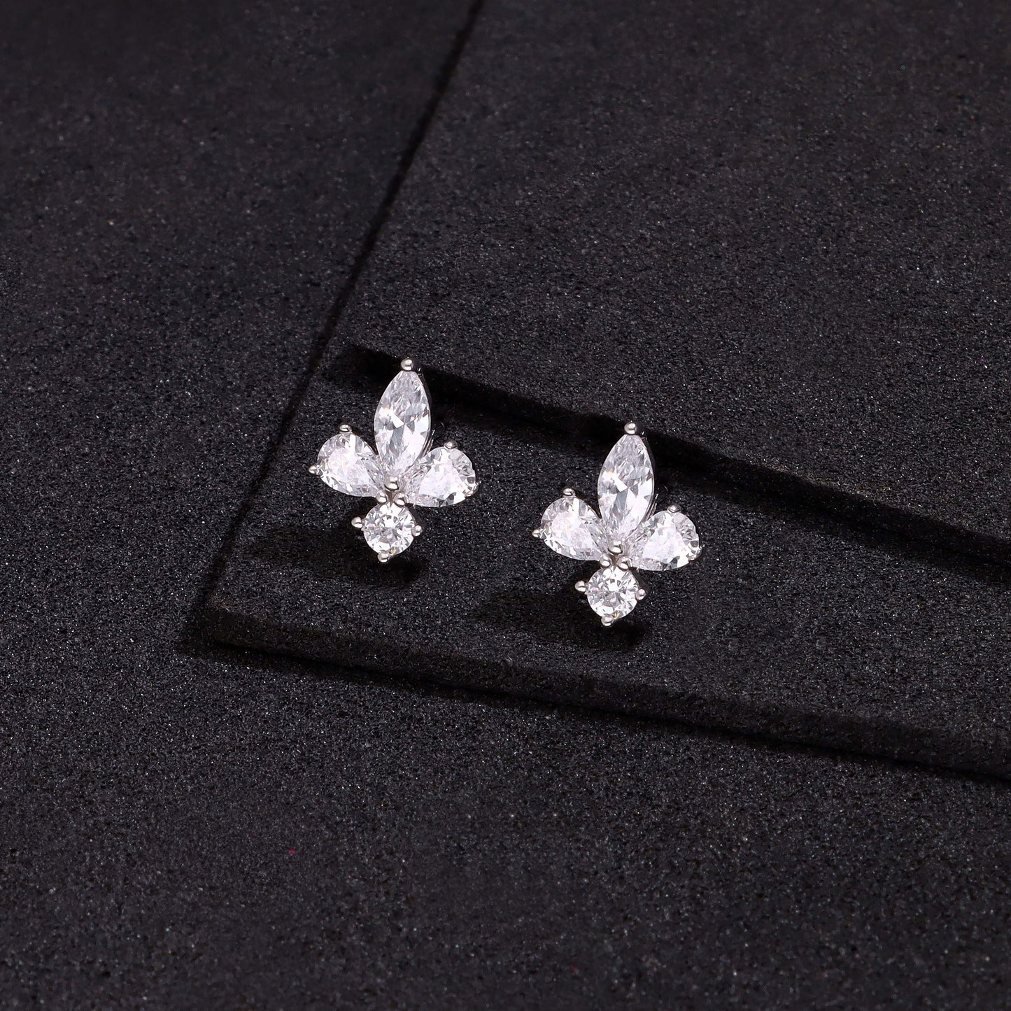 Sterling silver floral stud earrings