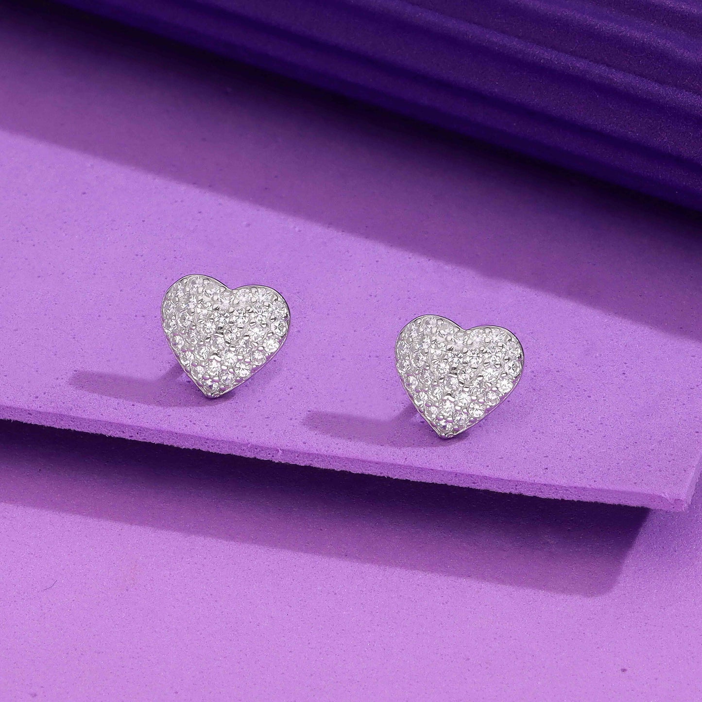 Sterling silver heart stud earrings
