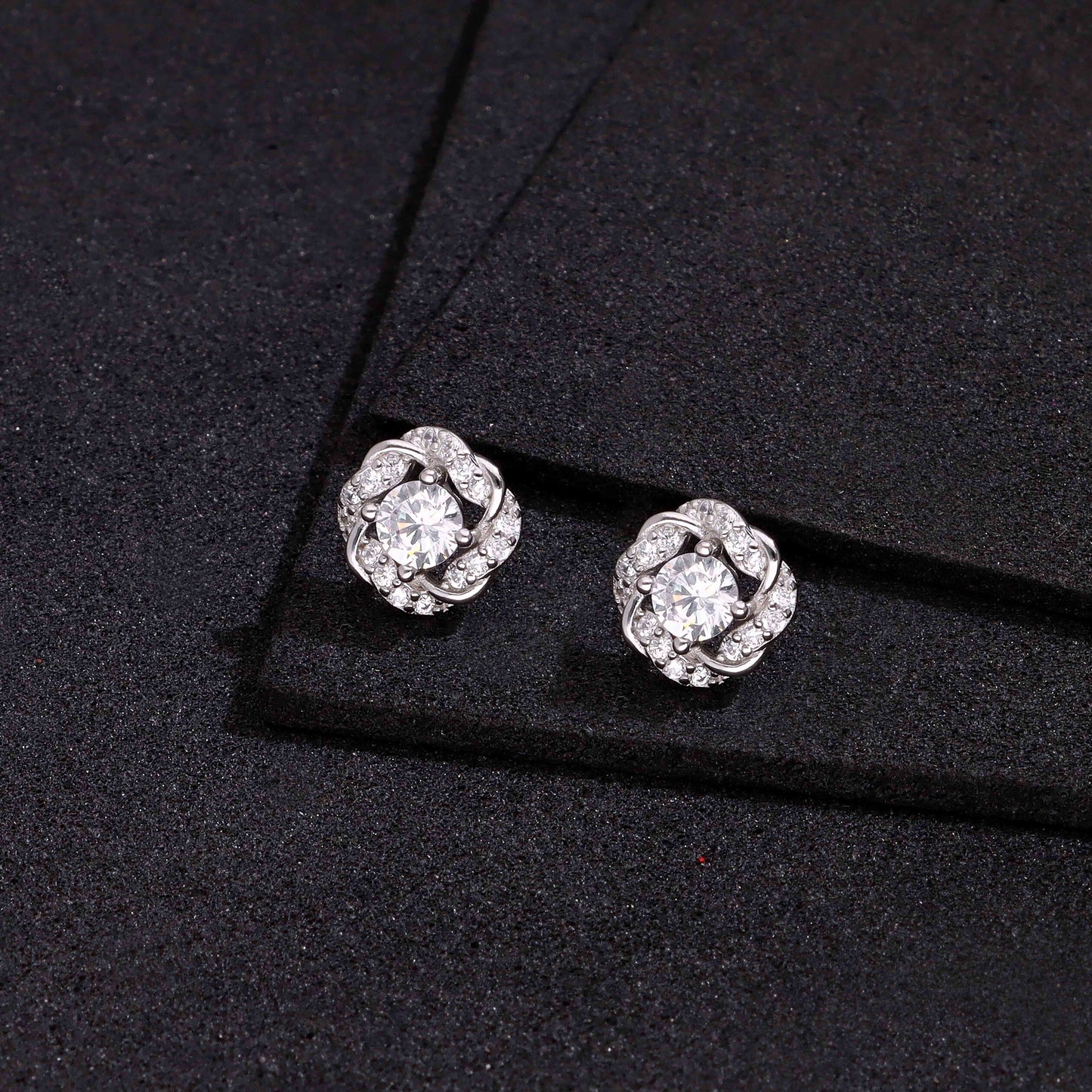 Floral cluster diamond stud earrings