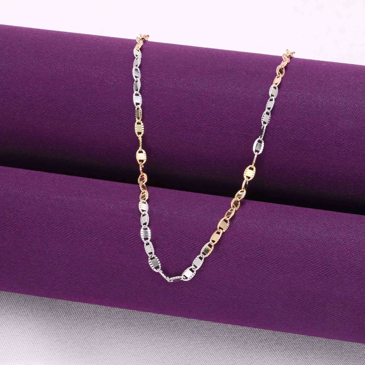 Multi Colour Sterling Silver Rolo Chain Layered Necklace None Silver Rose Gold Gold 16 Inches
