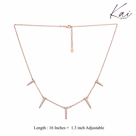 Dancing Crystal Drops Casual Rose Gold Necklace