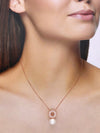 Pearly Encrust Silver Chain Necklace & Earrings Set