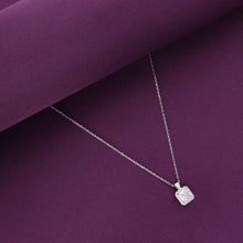  Sterling Silver Square Solitaire Princess Cut Necklace