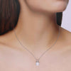 Sterling Silver Square Solitaire Princess Cut Necklace