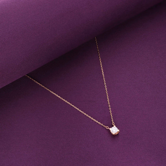 Sterling Silver Single Solitaire Necklace