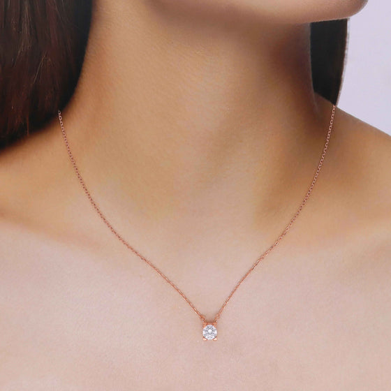 Sterling Silver Single Solitaire Necklace