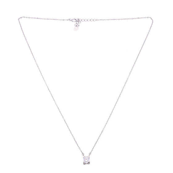 Sterling Silver Single Solitaire Necklace