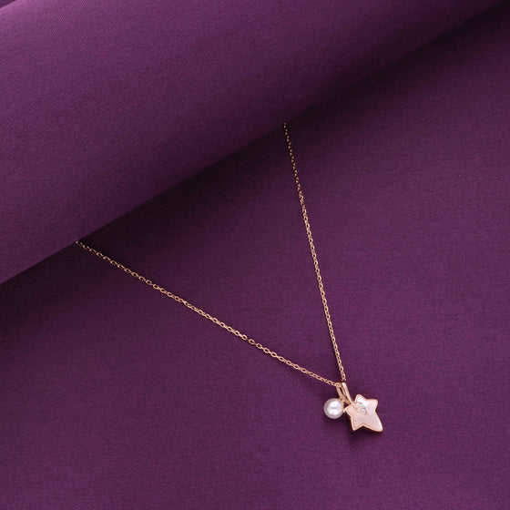 Sterling Silver Maple Leaf & Pearl Drop Necklace