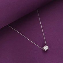  Sterling Silver Zircon Studded Circular Pendant Necklace