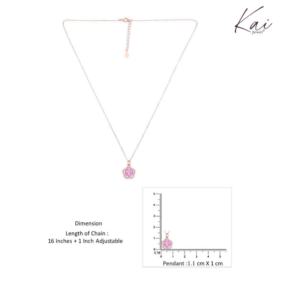 Sterling Silver Pink Zircon Floral Necklace