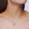 Sterling Silver Pink Zircon Floral Necklace