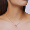 Sterling Silver Pink Zircon Heart Necklace