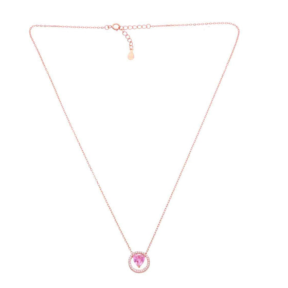 Sterling Silver Pink Zircon Heart Necklace