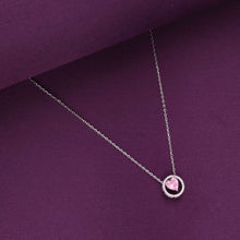  Sterling Silver Pink Zircon Heart Necklace