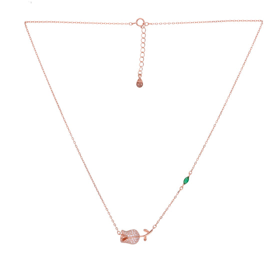 ROSE OF LOVE CASUAL SILVER CHAIN NECKLACE