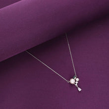  Sterling Silver Pearl & Solitaire Drop Necklace