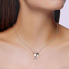 Sterling Silver Pearl & Solitaire Drop Necklace