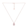 Sterling Silver Rose Gold Princess Cut Zircon Studded Necklace