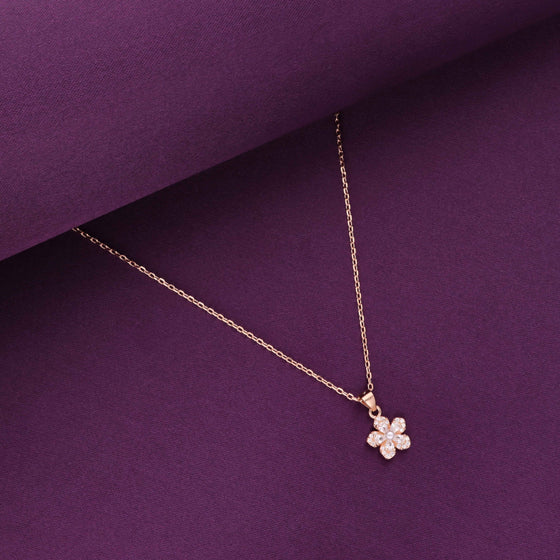 Sterling Silver Zircon Floral Necklace