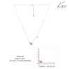 Sterling Silver Pink Emerald Cut Floral Necklace