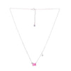 Sterling Silver Pink Emerald Cut Floral Necklace