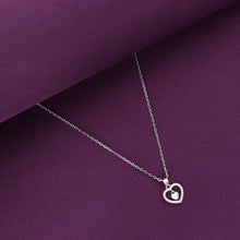  Sterling Silver Zircon Studded Heart Necklace