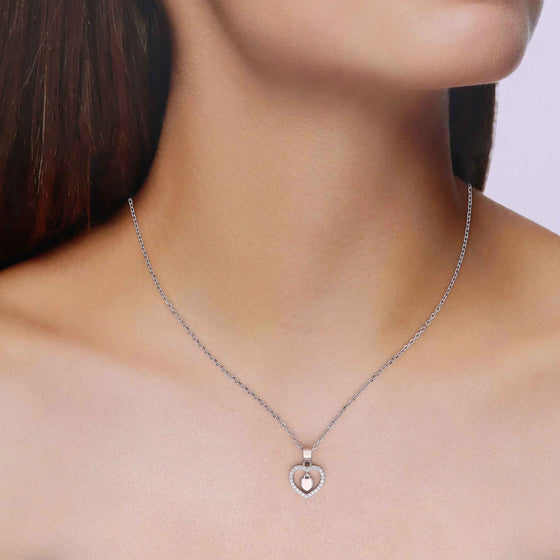 Sterling Silver Zircon Studded Heart Necklace