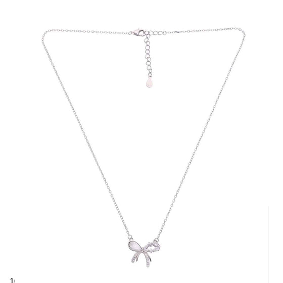 Sterling Silver Chic Bow Necklace