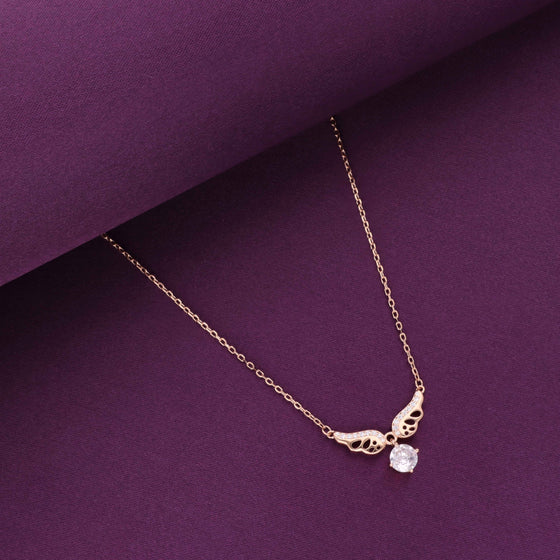 Sterling Silver Butterfly with Solitaire Drop Necklace