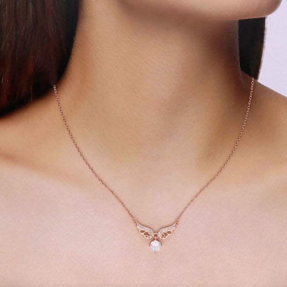 Sterling Silver Butterfly with Solitaire Drop Necklace