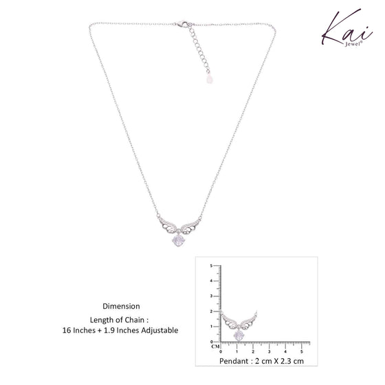 Sterling Silver Butterfly with Solitaire Drop Necklace